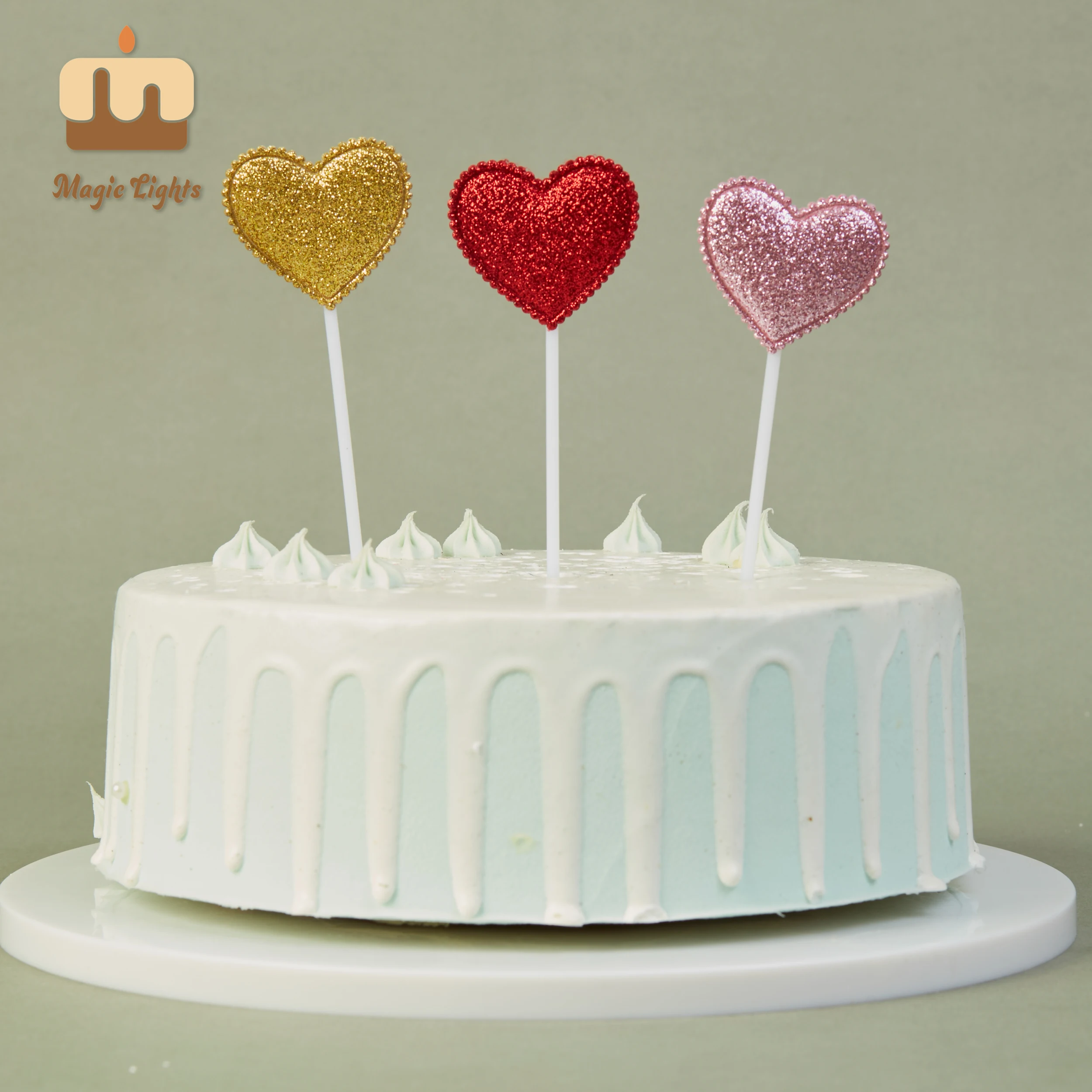 Plastic Heart Cake Topper Decorative Picks for Party Christmas 1