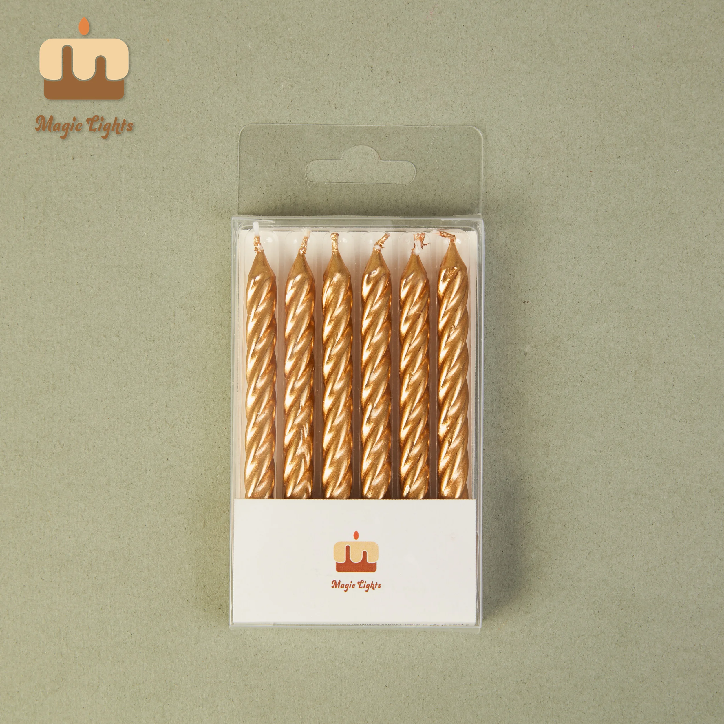 Magic Lights 8cm Gold Spiral Birthday Candles for Cakes 1