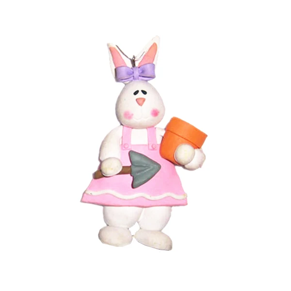 Magic Lights Pink Rabbit Figurine Polymer Clay Cake Topper Picks 1