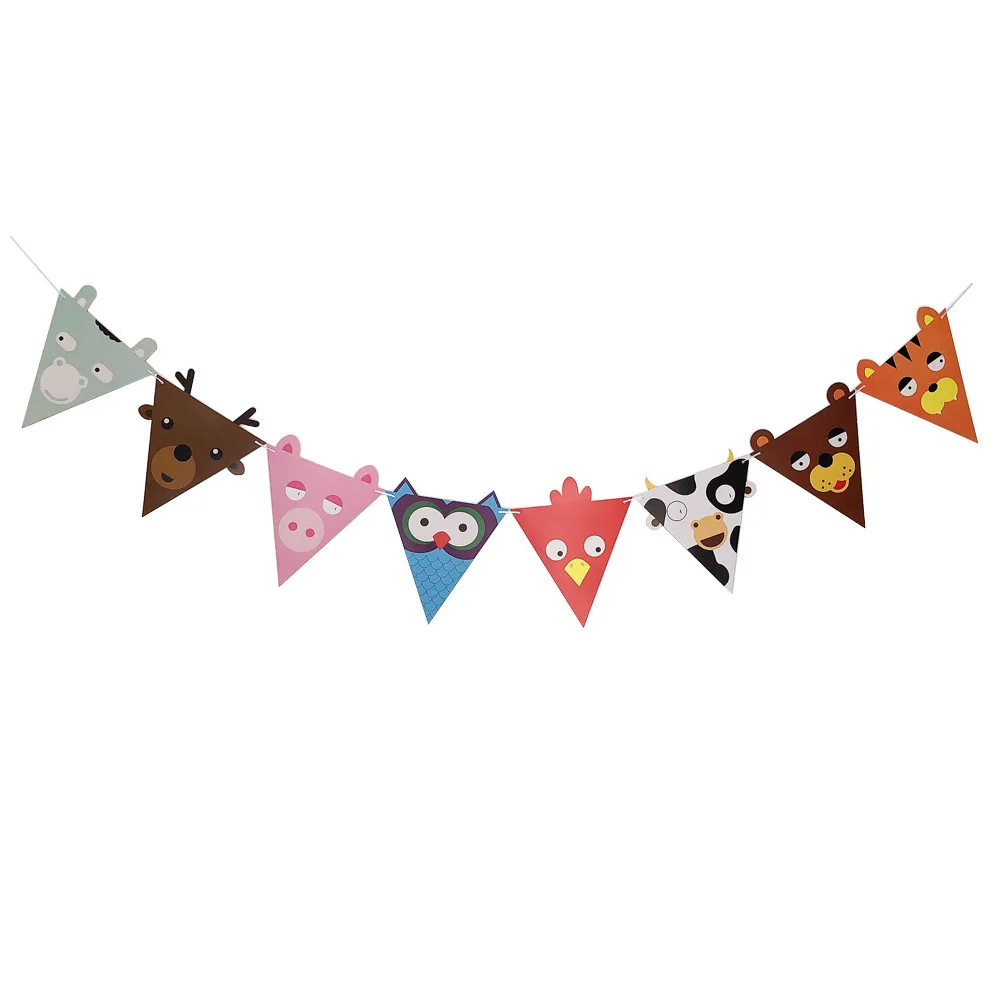 Magic Lights Hanging Colorful Animals Triangle Paper Banners  for Boys Girls Baby Kids Party Accessories Supplies 1