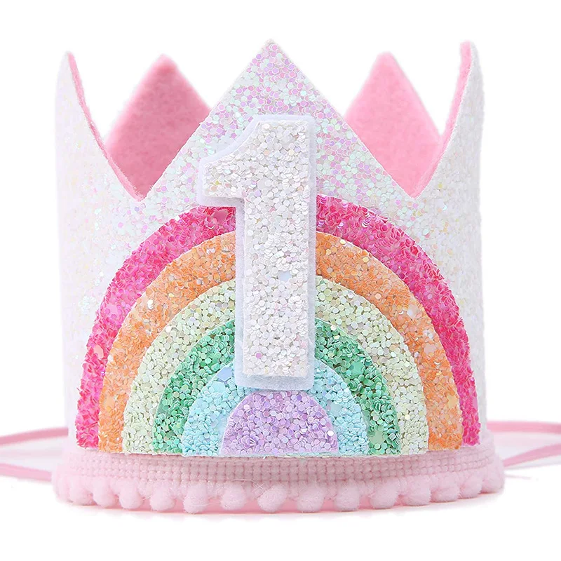 Magic Lights Birthday Rainbow Girl Crown for Kids Birthday Hat Birthday Party Hat Photo Props 1