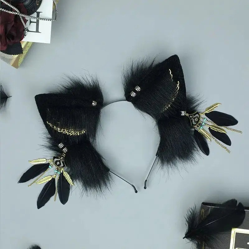 Magische Lichter entzückende pelzige tierische Ohrstirnband für Cosplay -Anime -Konventionen & Kostümpartys Foto -Requisiten 1