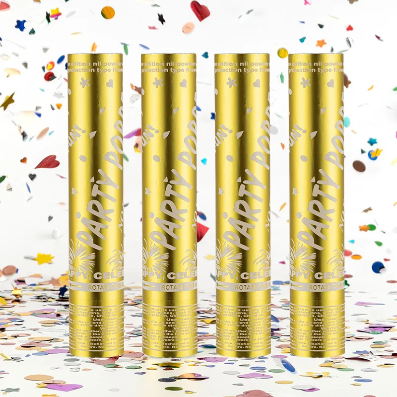 Magic Lights Foil Confetti Poppers Cannons for Wedding Birthday Graduation Baby Shower Anniversary Kids Fun Party Supplies Decorations and Favors (Gold) 1