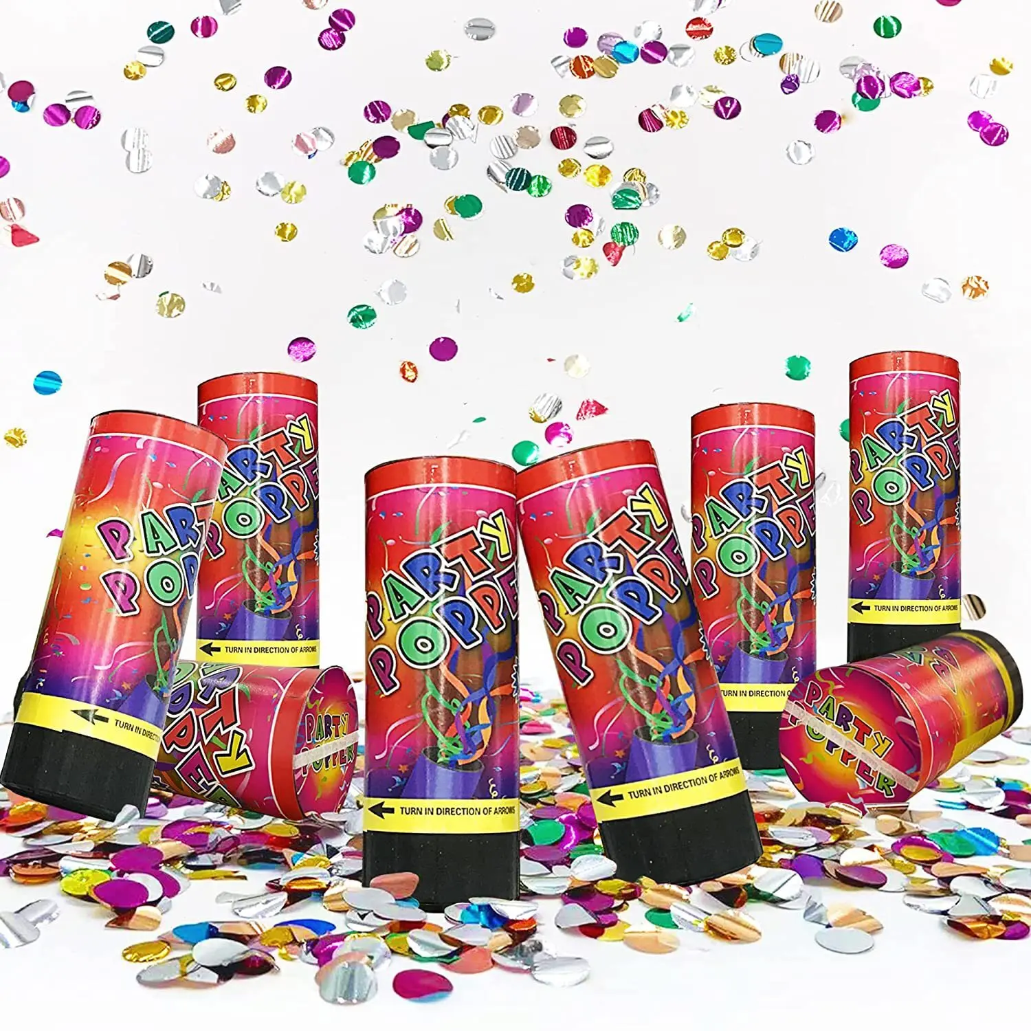 Magic Lights 8 PCS Confetti Poppers Cannons for Wedding Birthday Graduation Baby Shower Anniversary Christmas New Year's Kids Fun Party Supplies 1