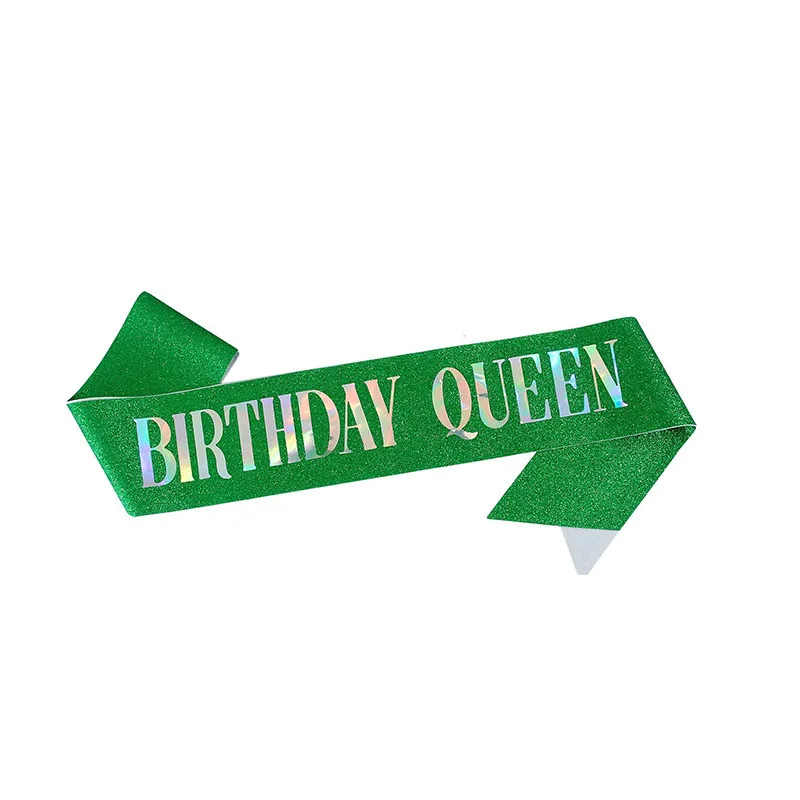 Magic Lights 'Birthday Queen' Party Sash for Women Birthday Party Decoration Supplies(Green) 1
