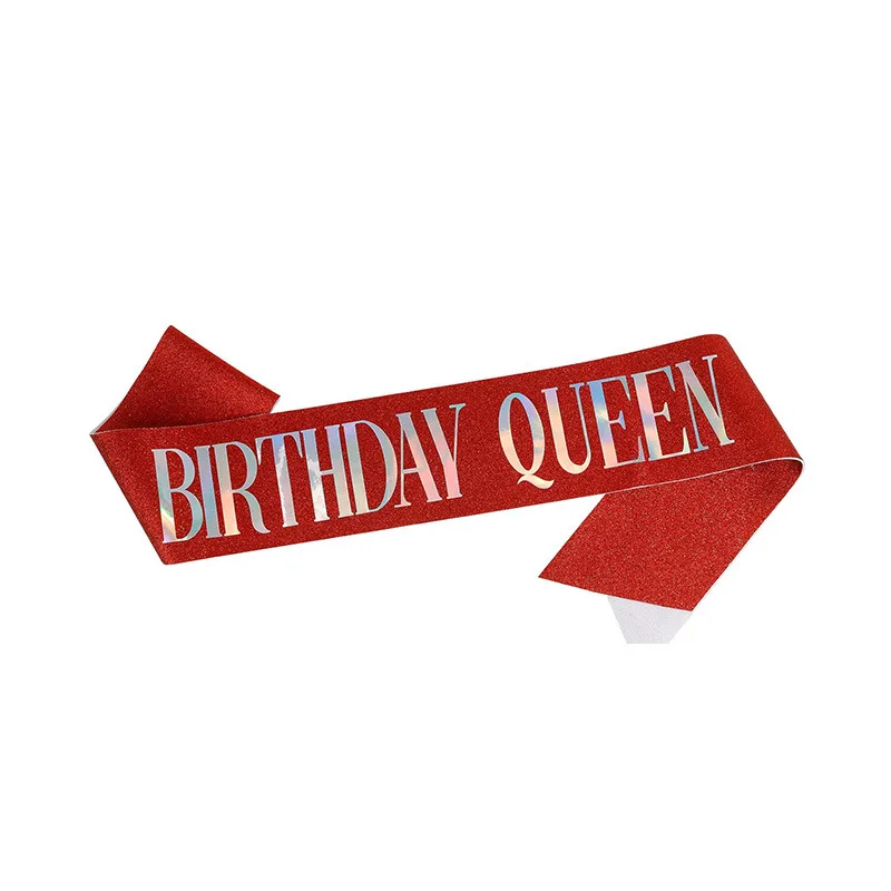 Magic Lights 'Birthday Queen' Party Sash for Women Birthday Party Decoration Supplies(Red) 1