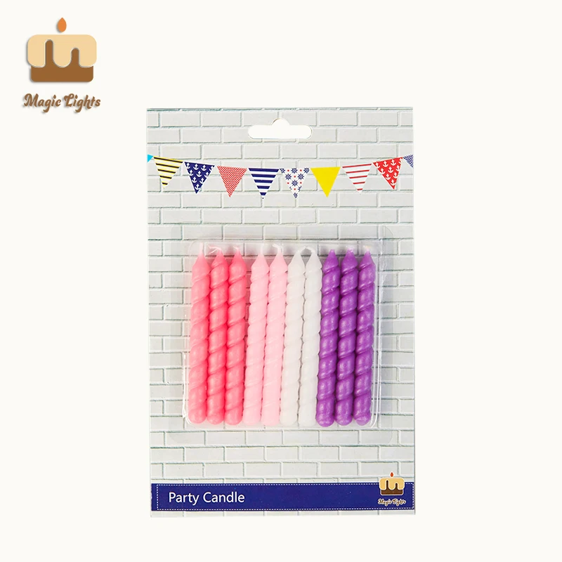 Pink & Purple Spiral Birthday Candles 10ct For Parties by Magic Lights 1