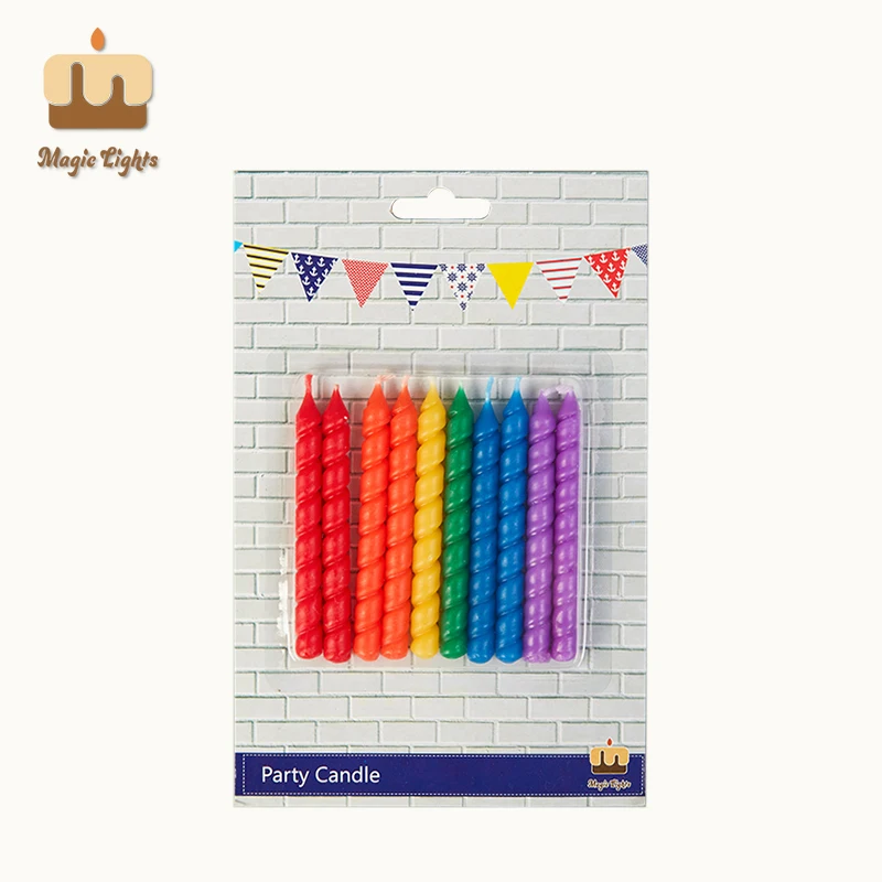 Rainbow Spiral Birthday Candles 10ct For Parties by Magic Lights 1
