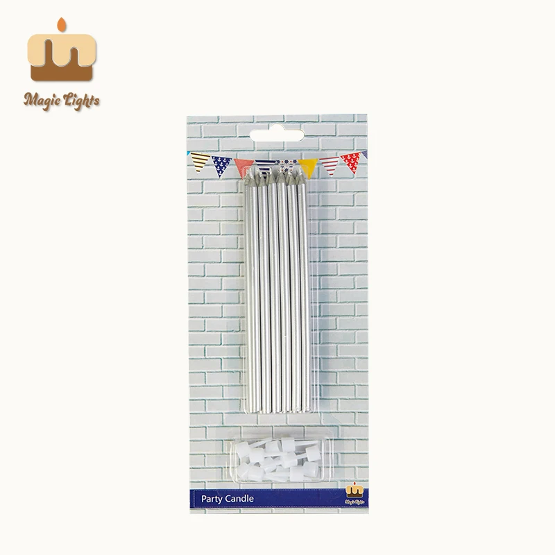 Metallic Silver Birthday Candles 12pk by Magic Lights 1