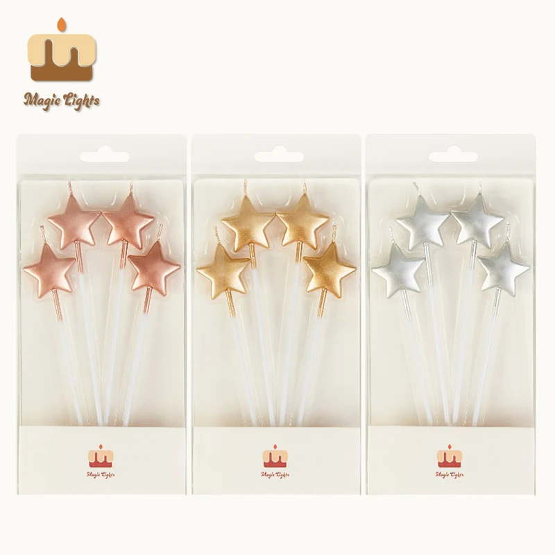 Metallic Gold Star en forme de chandelles longues 4CT par Magic Lights 1