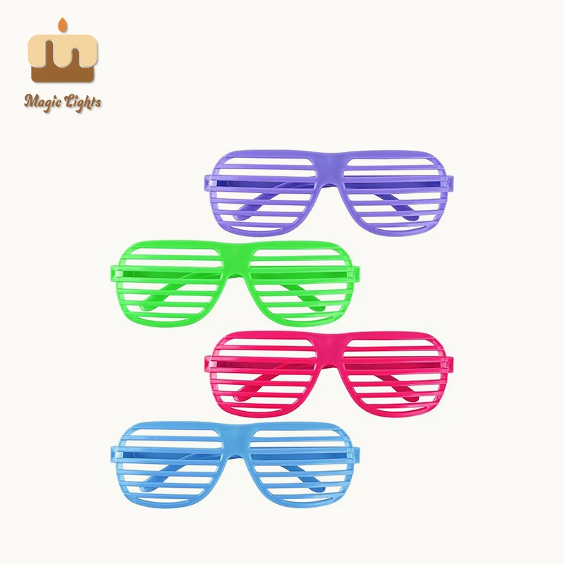 12 Pairs Plastic Shutter Sunglasses - Assorted Colors Party Eyewear Props by Magic Lights 1