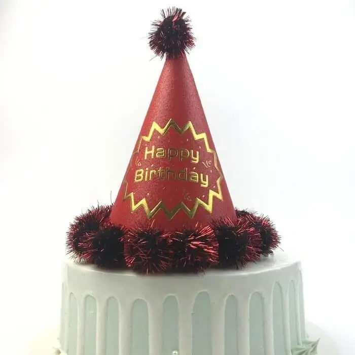 Red Paper Happy Birthday Celebration Cap For Girl 1