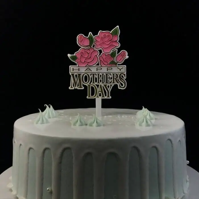 Happy Mother’s Day Flowers Plastic Cake Topper Sticks Decoration 1