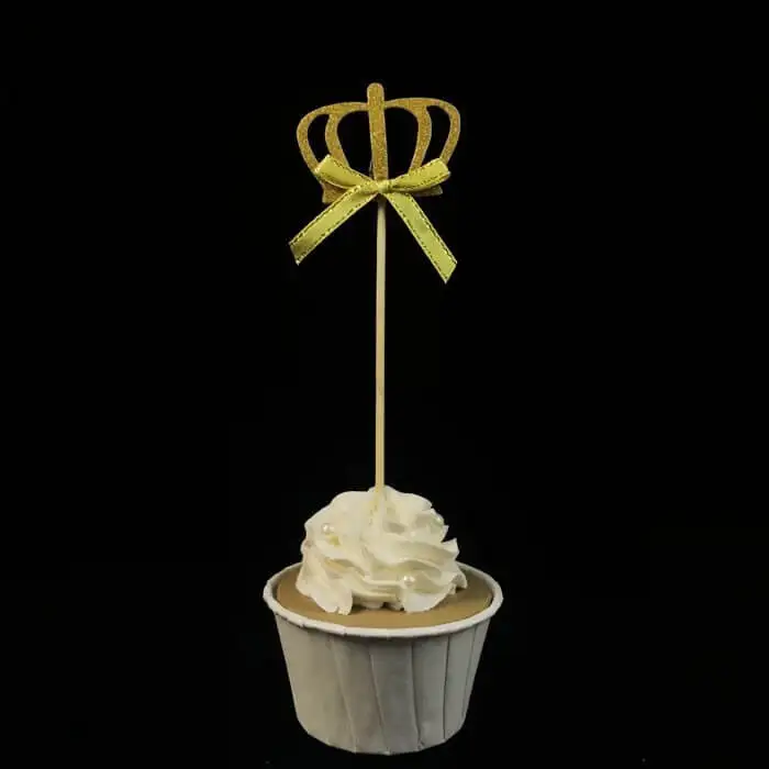 Gold Glitter Cute Crown Cupcake Decoration Toppers 1
