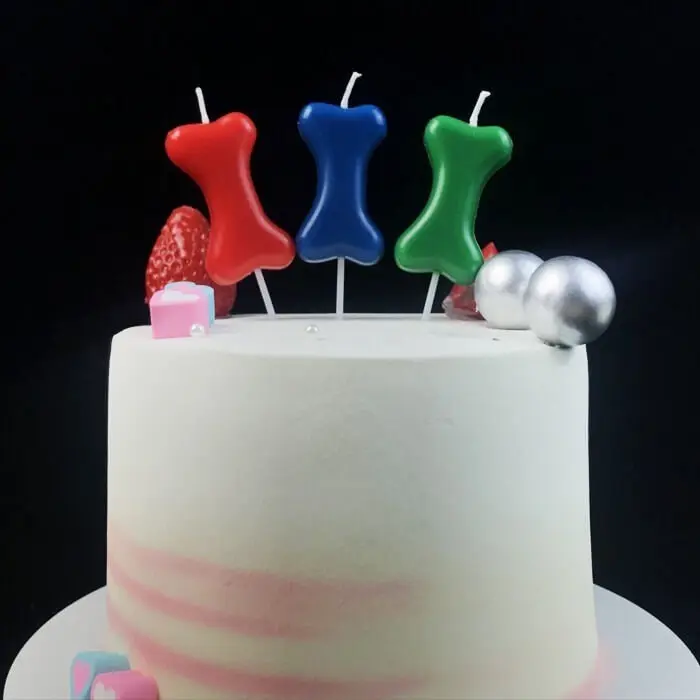 Colorful Bone Shape Candle For Pet Birthday 4 Pack 1