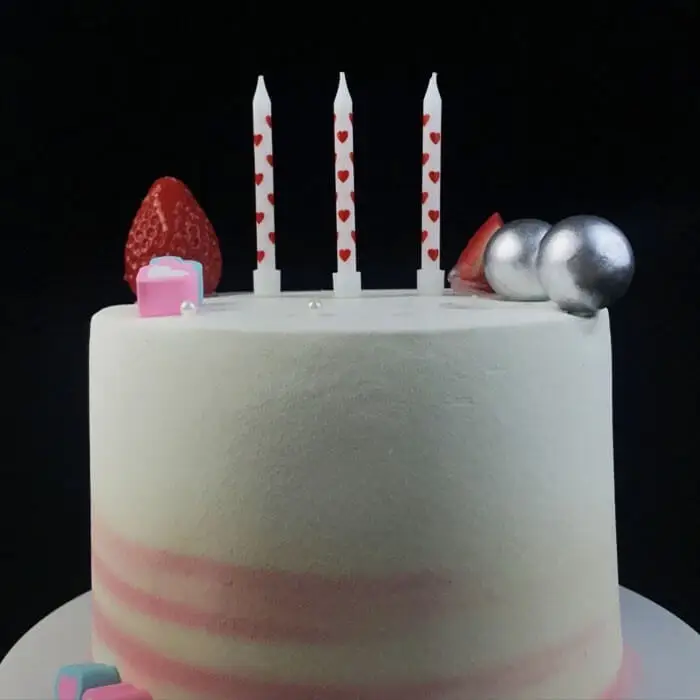 Fancy Heart Print Birthday Party Candle 1