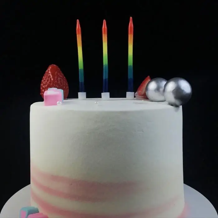 Hand-Dipped Decorative Unique Rainbow Happy Birthday Party Cake Candles 1