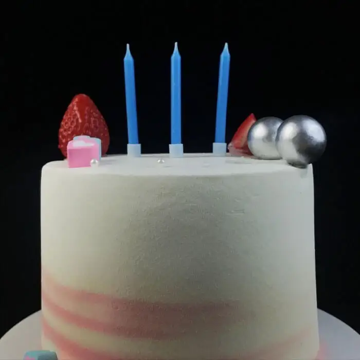 Blue Plain Birthday Cake Candles For Display 1