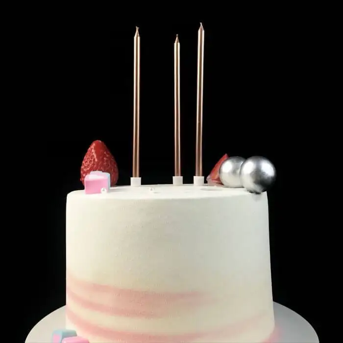 10CM Tall Long Fancy Rose Gold Happy Birthday Party Cake Candles 1
