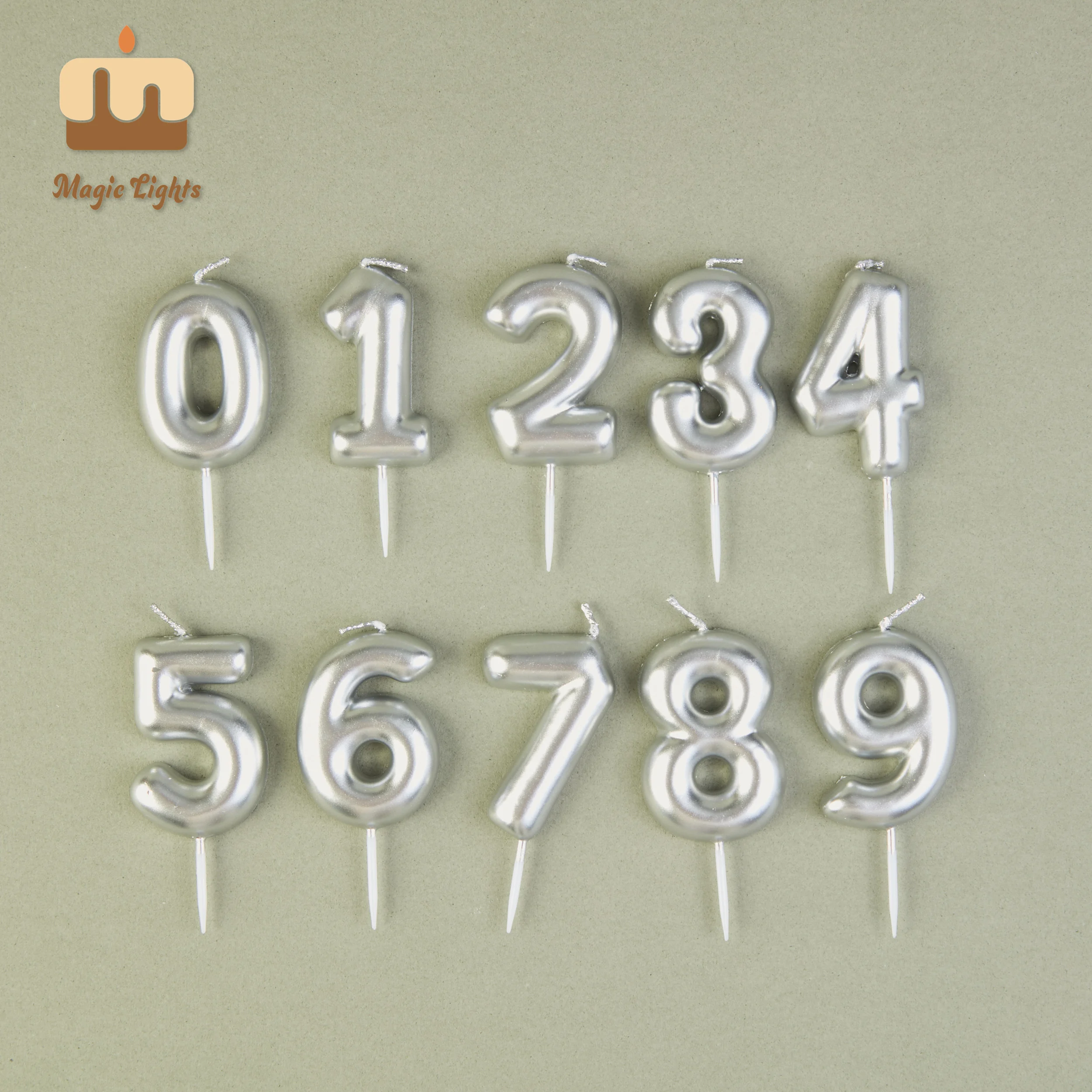 Magic Lights Cute Silver Number Candle 5cm for Party Decorations 1