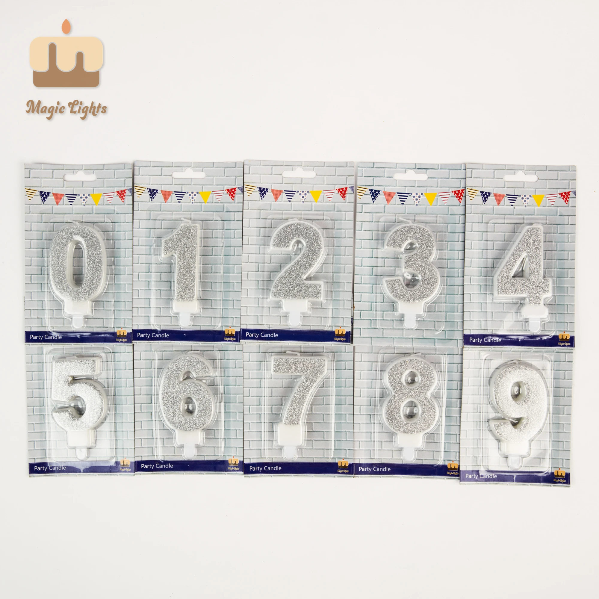 Magic Lights Silver Glitter Number Bolo Candle para aniversário 1