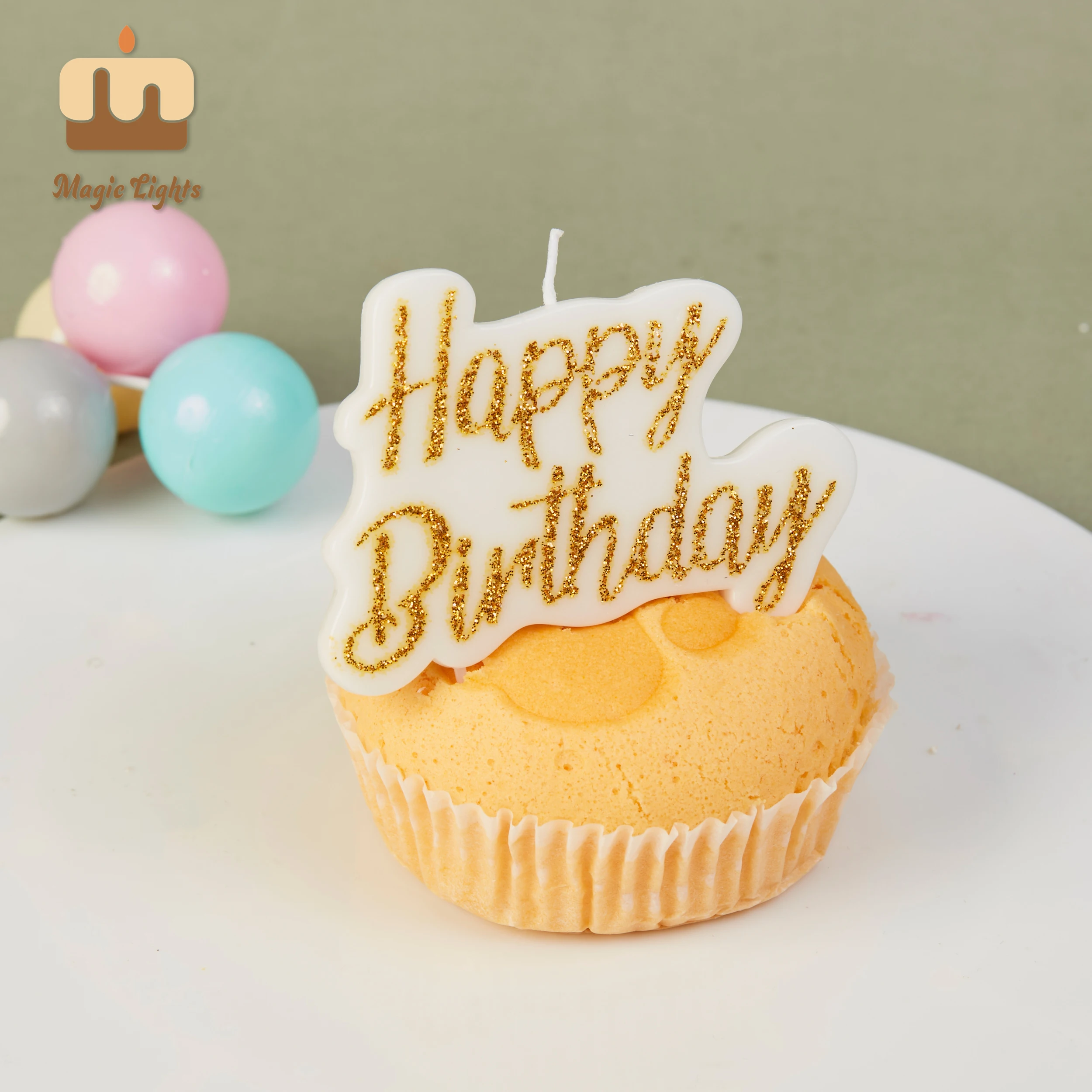 Magic Lights Gold Script Happy Birthday Candle for Party Decorations 1