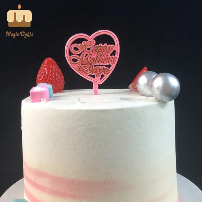 Magic Lights Heart Shape Acrylique Cake Topper Picks 1