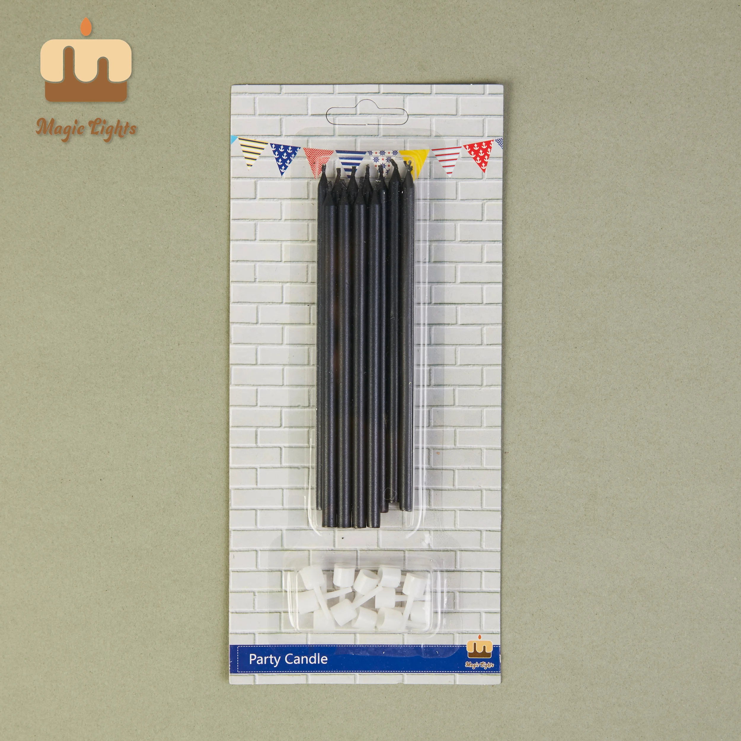 Magic Lights 12cm Metallic Black Cake Candles Pack of 12 for Birthday Party 1