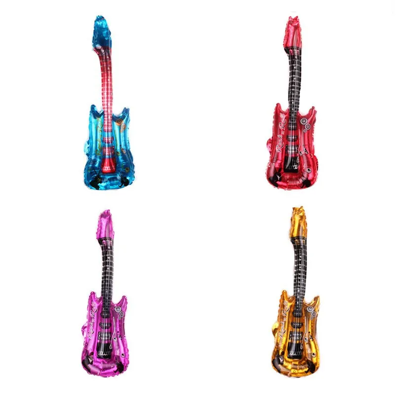 Magic Lights Inflatable Guitar Balloons Rock and Roll Balloons for Kids Birthday Assorted Colors Party Decoration 1