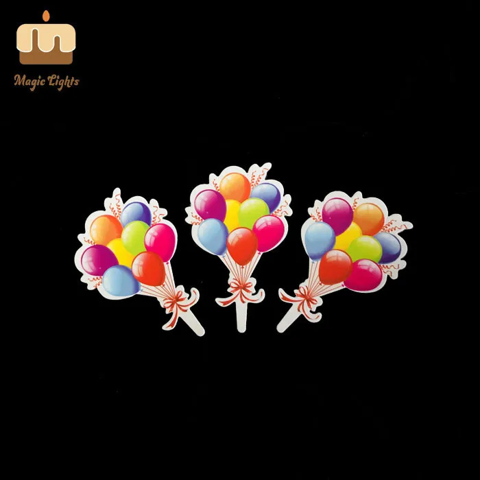 Magic Lights Colorful Balloon Shape Paper Cake Topper Picks 1
