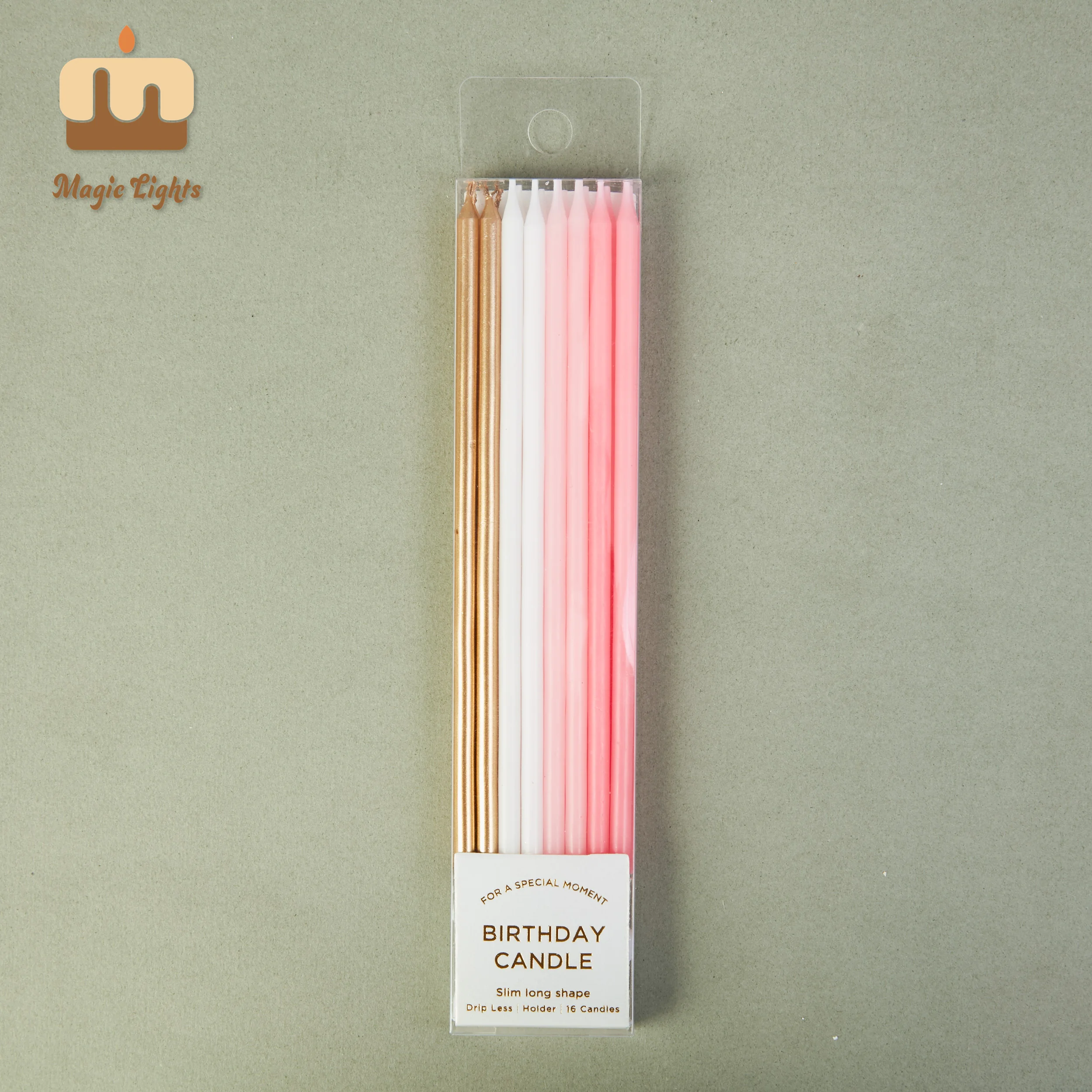 Magic Lights Premium Gradation Pink Candles 16PCS for Cake 1