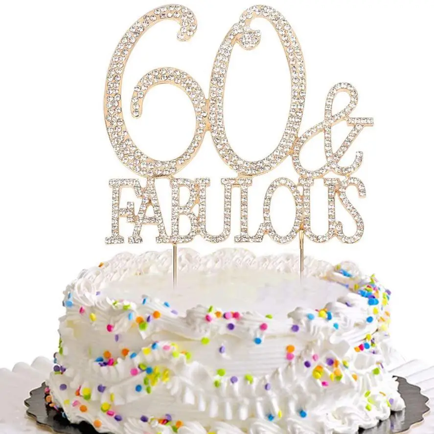 Magic Lights Happy Birthday Number 60 Metal Cake Topper Picks 1