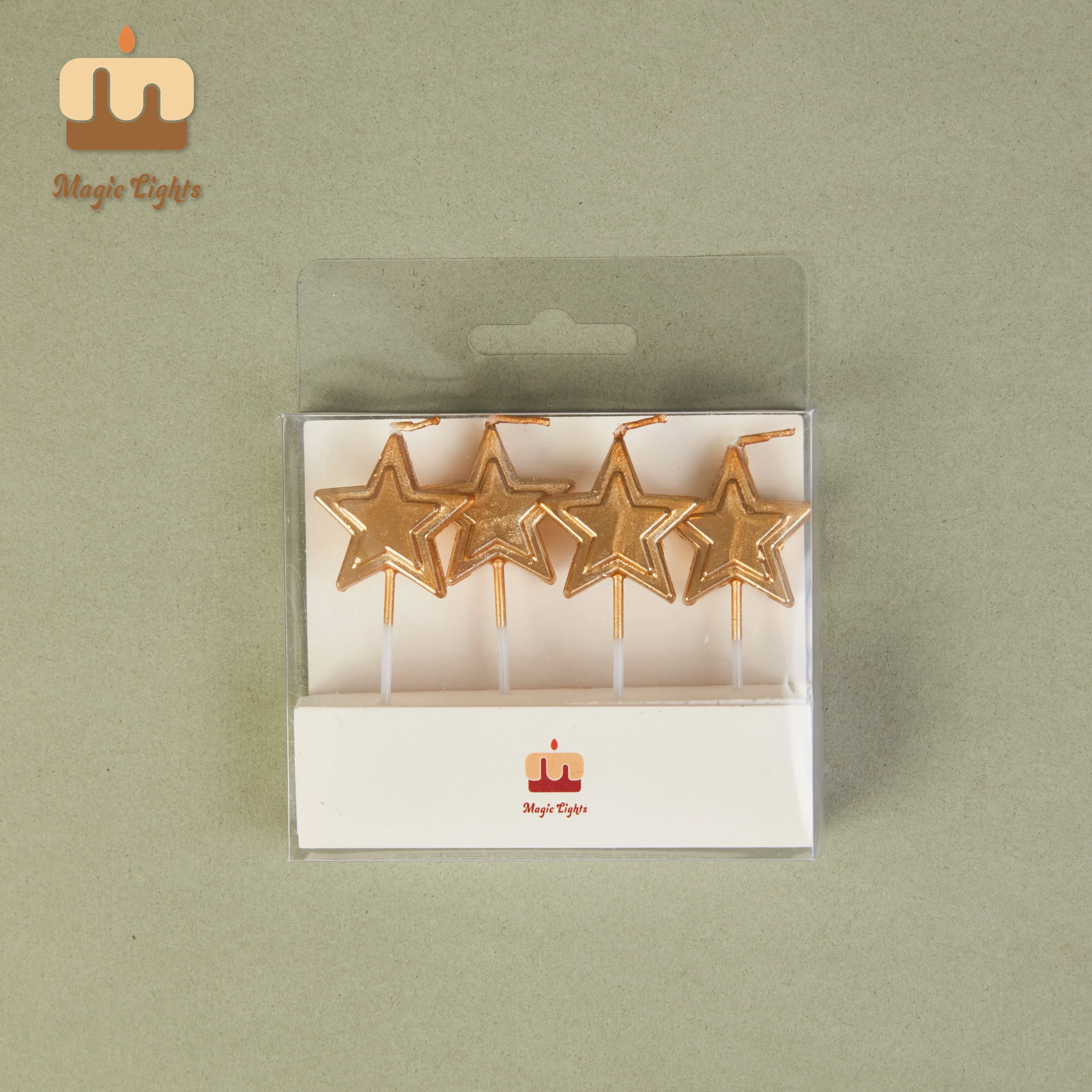 Magic Lights Gold Star Pick Birthday Candles 4pcs for Cake Decoration 1