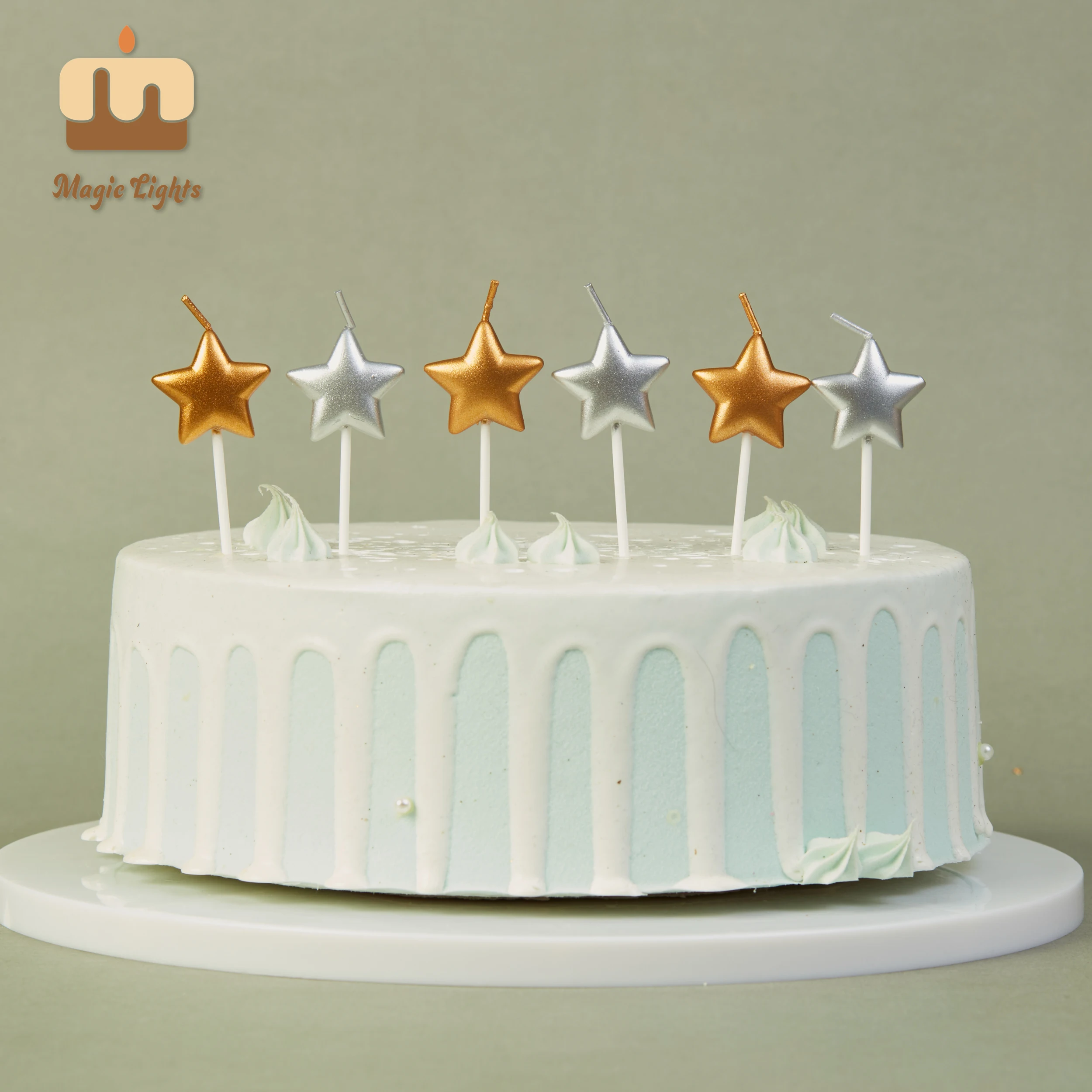 Magic Lights 6pcs Star Shape Candles in Gold & Silver for Celebrations 1