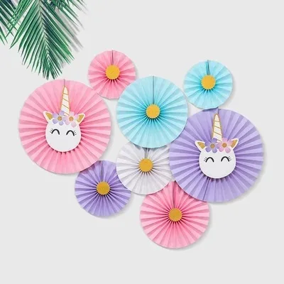 Magic Lights Unicorn Paper Fan Decorations for Birthday Party Classroom Decoration Supplies 1