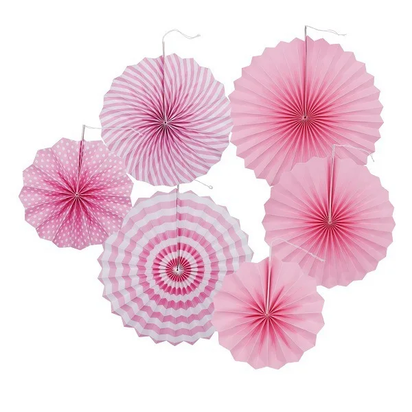 Magic Lights Pink Party Hanging Paper Fans Set for Baby Shower Birthday Wedding Graduation Decoration 1