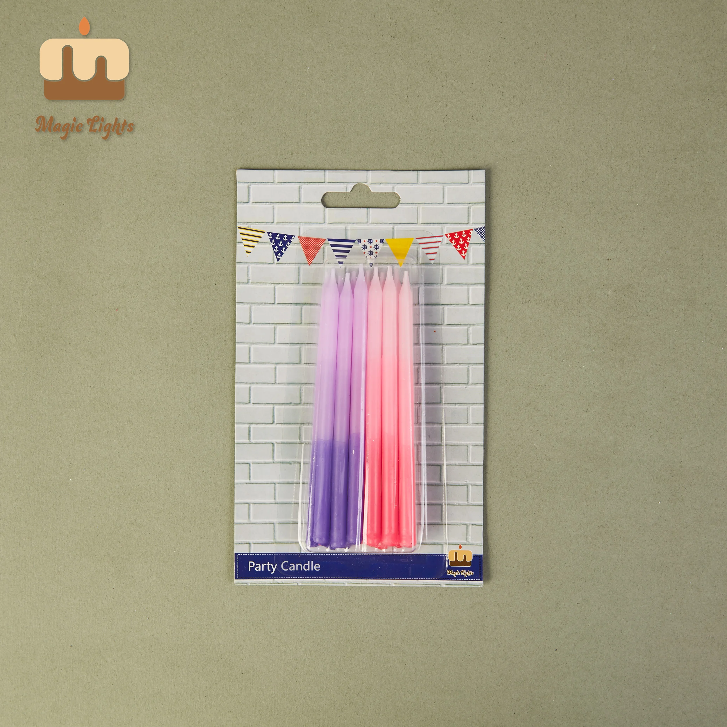 Magic Lights 12pcs rosa ombre roxo velas altas para festa 1