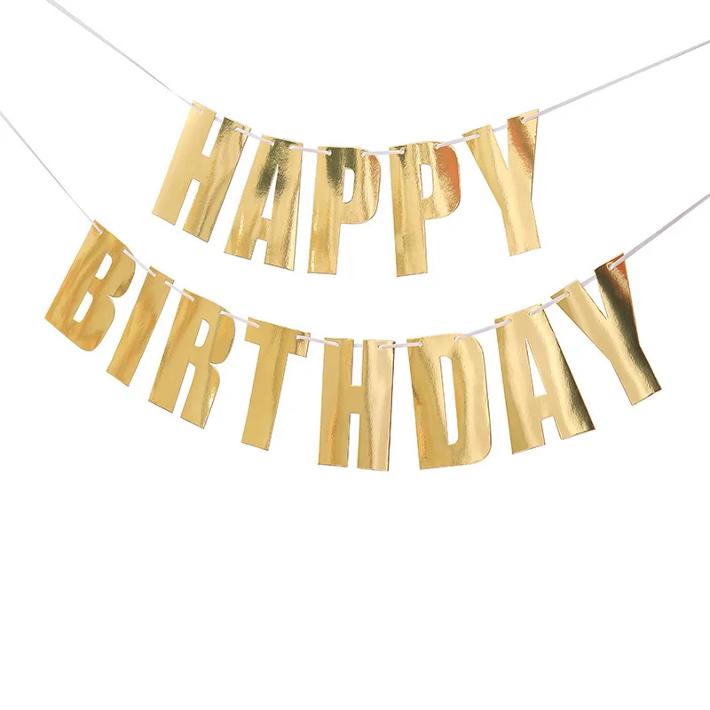 Magic Lights Golden Happy Birthday Party Banner for Women Kids Decoration Backdrop 1
