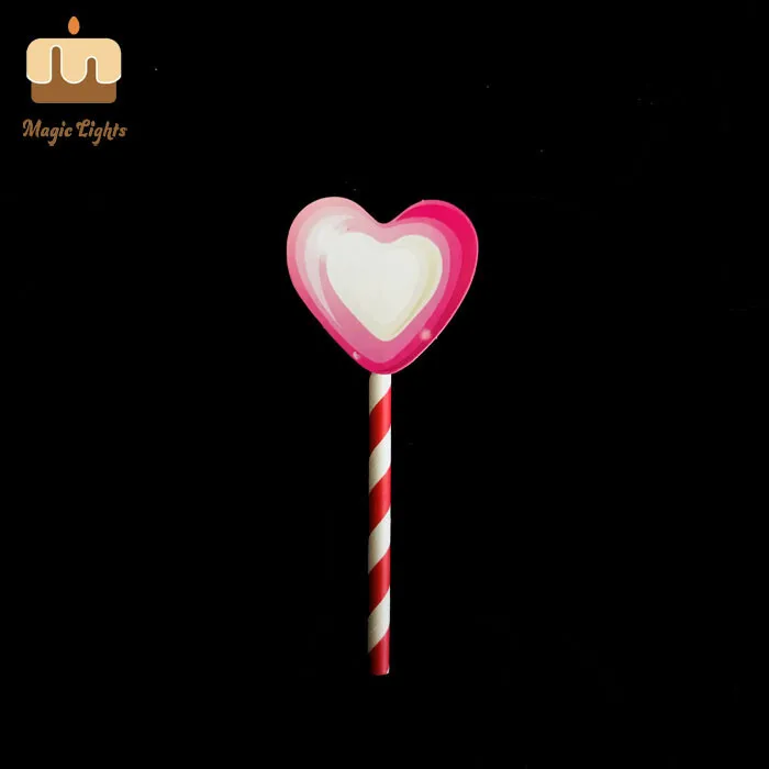 Magic Lights Red Heart Shape Paper Cake Topper Picks 1