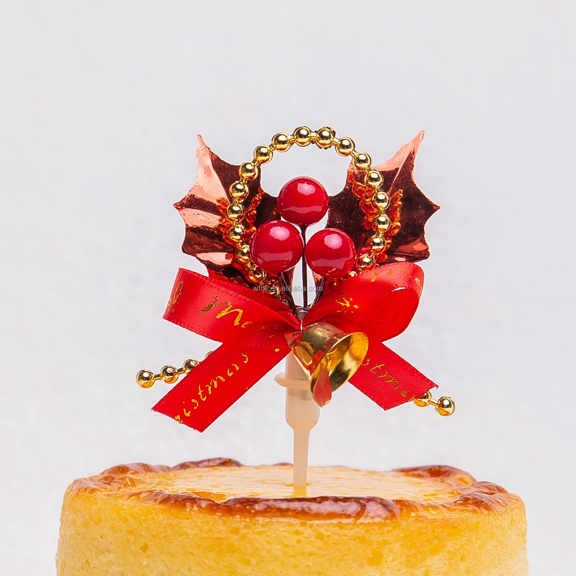 Folha vermelha de Natal com decorações de bolo de arco vermelho picaretas de topper 1