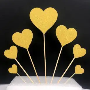 Magic Lights Colorful Glitter Heart Shape Paper Cake Topper Picks 1