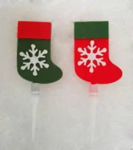 Magic Lights Fabric Christmas Stockings Cake Decorations Picks 1