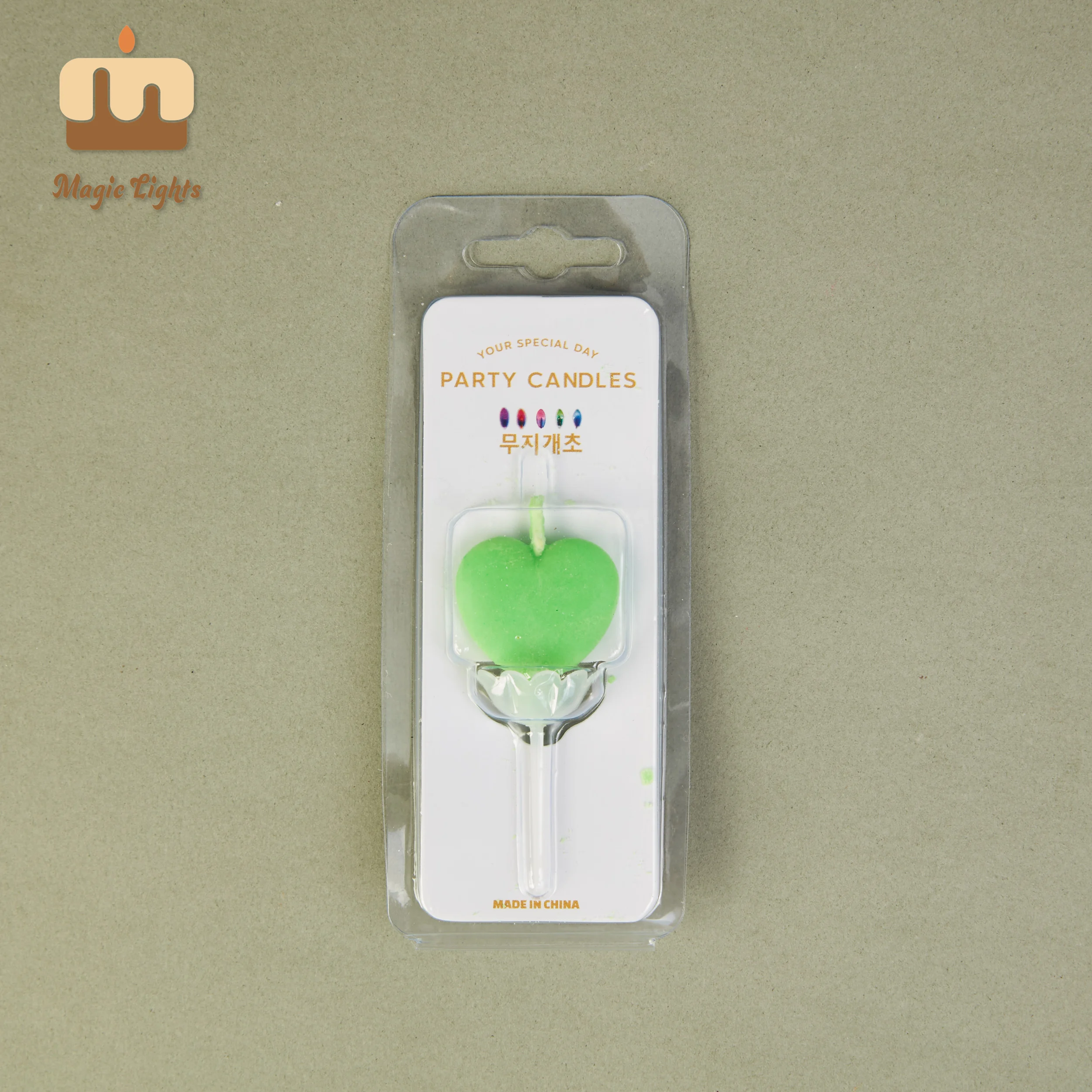 Magic Lights Green Flame Heart Candle 2.5cm for Cake Decoration 1