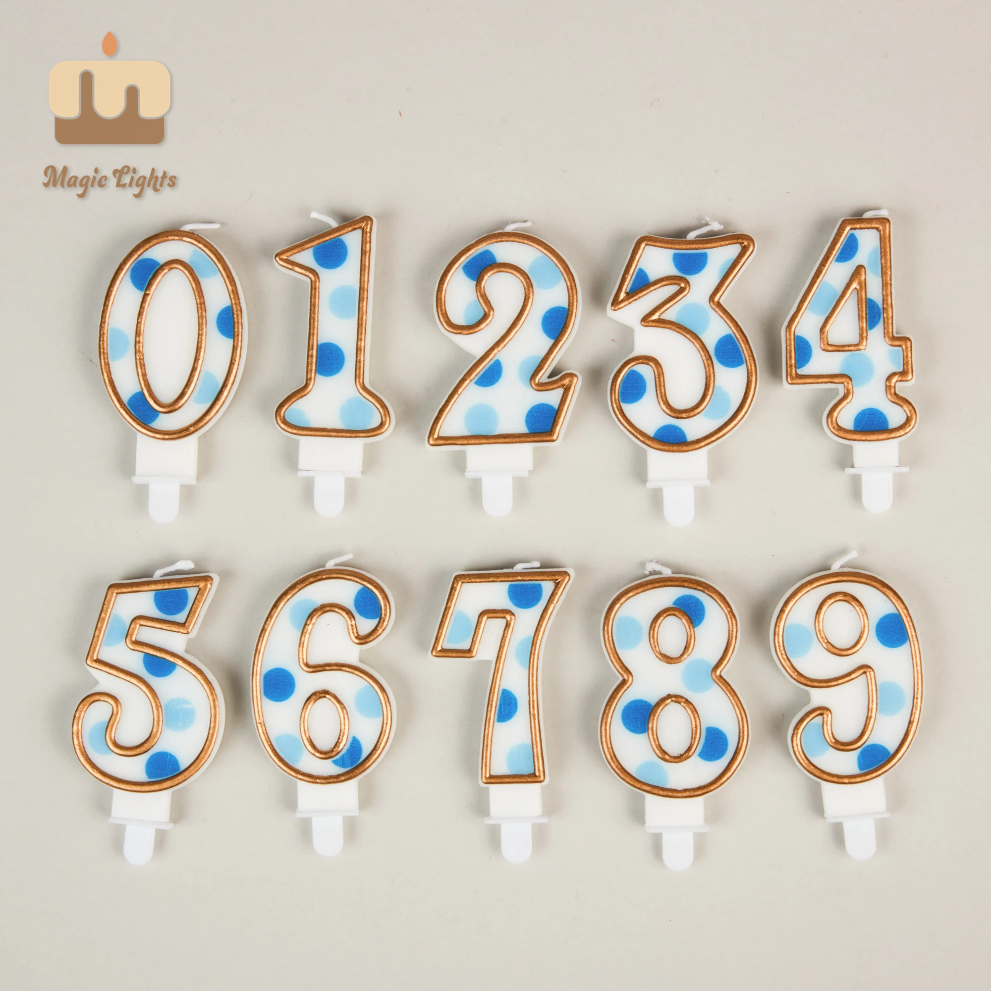 Magic Lights Late Double Impred Gold Border Number Candle 0-9 1