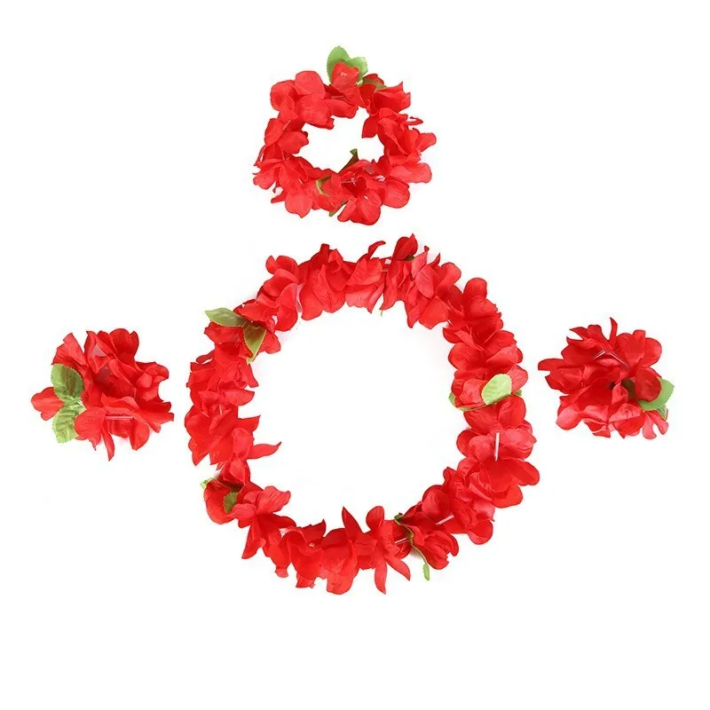 Magic Lights 4pcs Hawaii Party Wear Garlands de pescoço para a cerimônia de premiação de premiação da piscina de praia de praia de praia suprimentos de festa (vermelho) 1