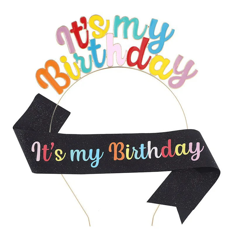 Magic Lights Glitter Cloth Birthday Party Sash For Kids Adults Birthday Party Decoration Supplies(Black Colorful) 1