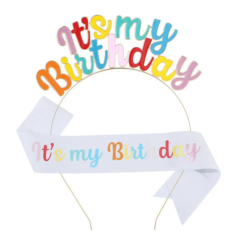Magic Lights Glitter Cloth Birthday Party Sash For Kids Adults Birthday Party Decoration Supplies(White Colorful) 1