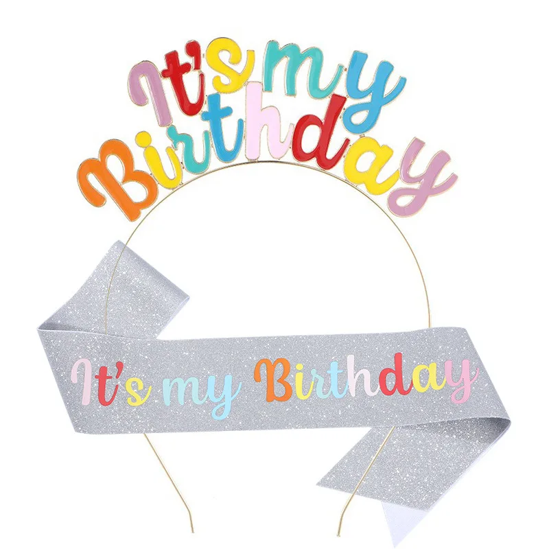 Magic Lights Glitter Cloth Birthday Party Sash For Kids Adults Birthday Party Decoration Supplies(Silver Colorful) 1