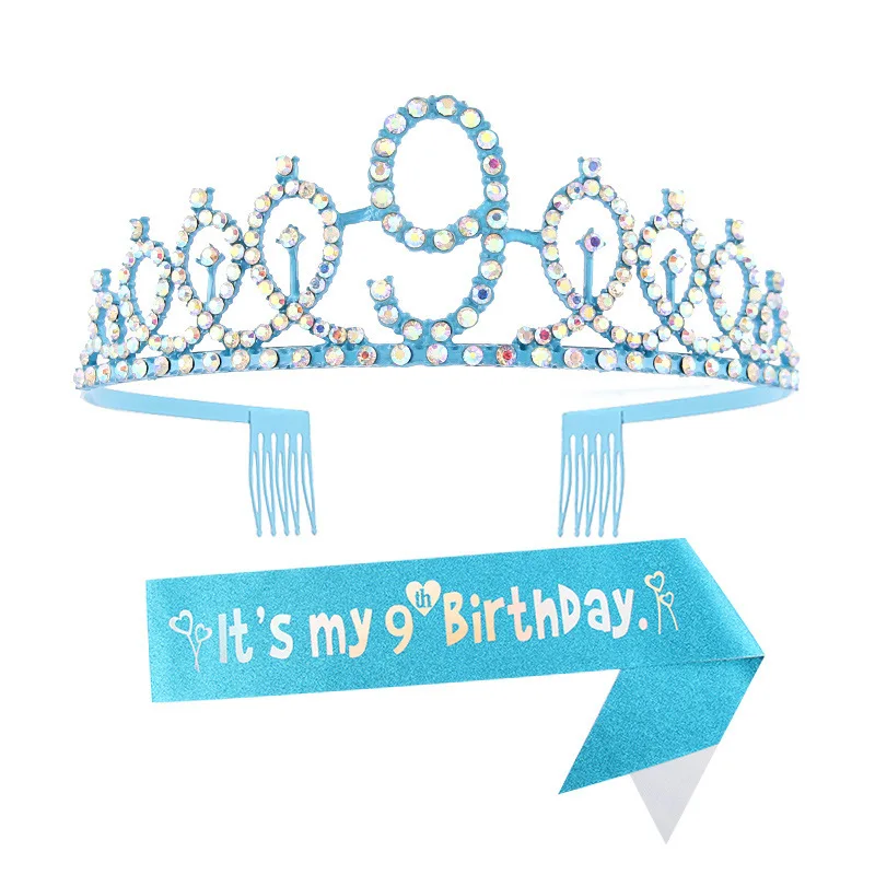 Magic Lights 'It's My Birthday' Coroa de aniversário e faixa para crianças Adultos Birthday Party Decoration Supplies (Blue) 1