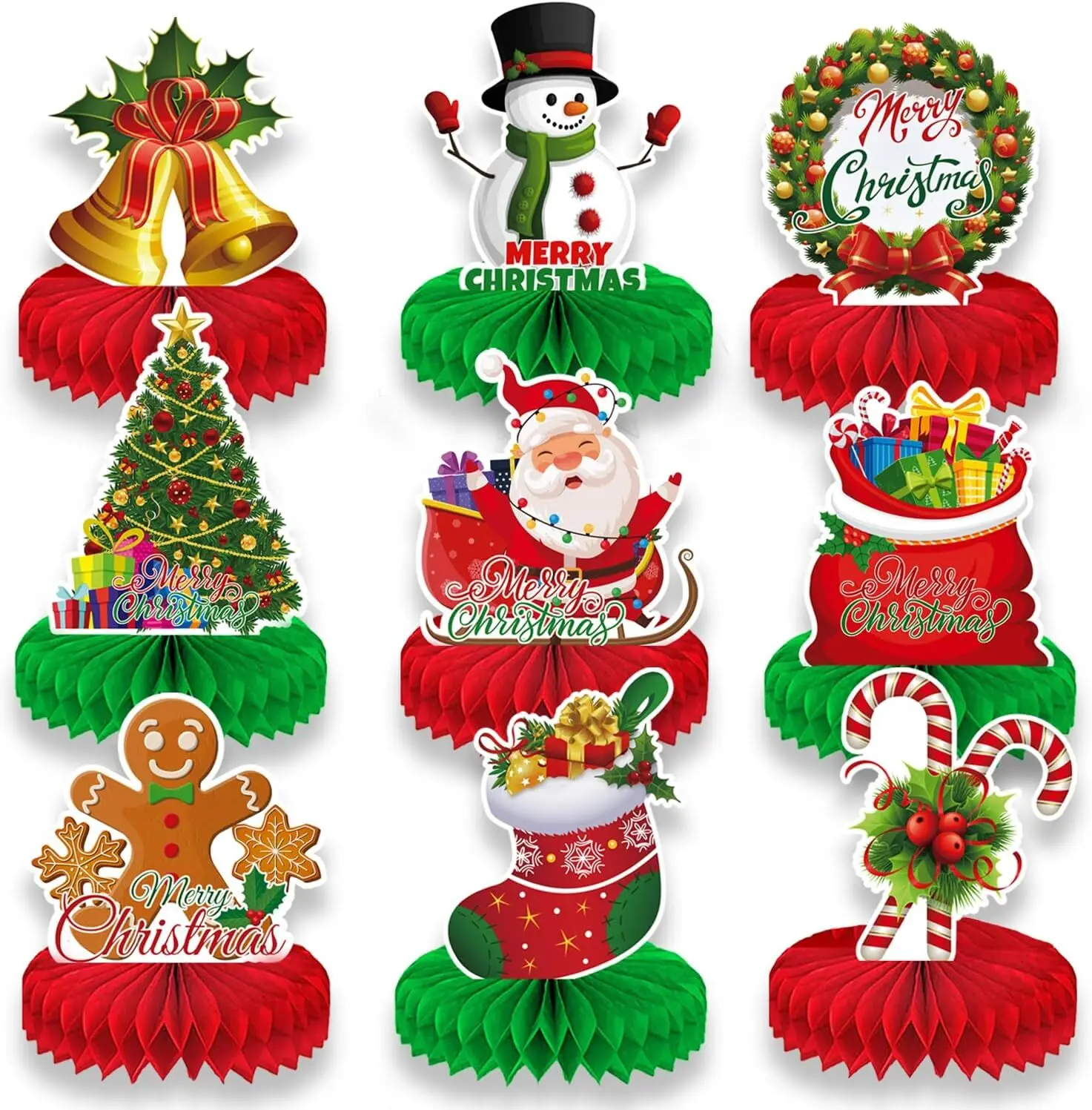 Magic Lights 9 PCs Tree de Natal do boneco de neve de neve de bola de bola de mesa Toppers Decorações para suprimentos para festas de Natal de férias 1